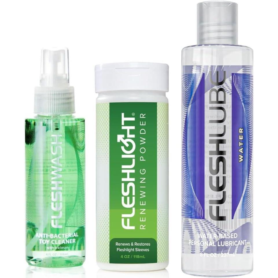 imageFleshlight Fleshwash Renewing Powder and 8 Ounces of Fleshlube Water Lubricant