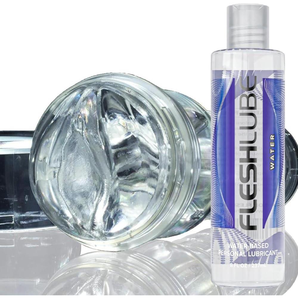 imageOfficial Fleshlight  Ice Lady  Clear Male Sex Toy  with 8 oz Fleshlube Water