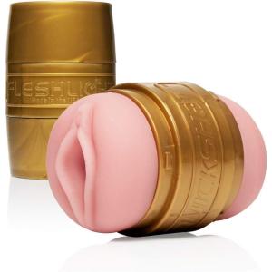 Fleshlight Quickshot | Stamina Training Unit Texture | Couples Sex Toy in Gold Case | Vagina and Butt Openings